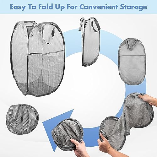 2 Pack Pop Up Laundry Hampers, 70 L Collapsible Foldable Mesh Basket - Image 5