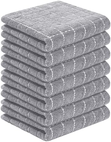 Homaxy 100% Cotton Terry Kitchen Towels, 7 Pack, Light Grey by Homaxy