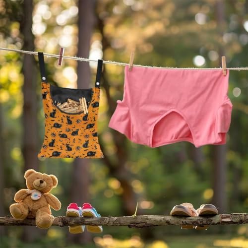 Black Cat Clothespin Bag Orange Clothespin Storage - Image 4