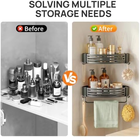 Gun Grey Adhesive Triangle Shower Caddy - Image 5