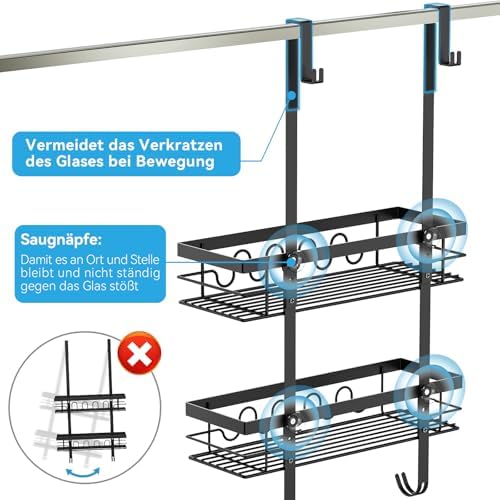 Over the Door Shower Caddy Hanging, Rustproof Hanging Shower Organizer - Image 4