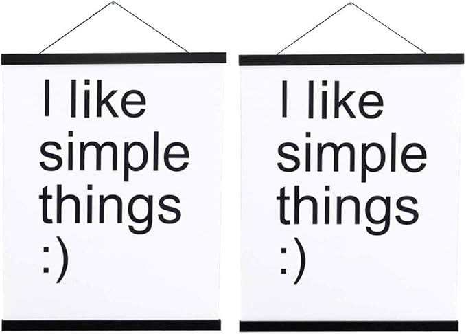 2 Pack Magnetic Poster Hanger Frame, 8x10 8x12 8x24 Light Wood Wooden Magnet Canvas Artwork Print Dowel Poster Hangers Frames Hanging Kit (Black, 8", 2 Packs)