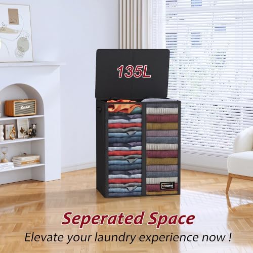 135L Laundry Hamper 2 Section, Large Laundry Hamper - Image 4