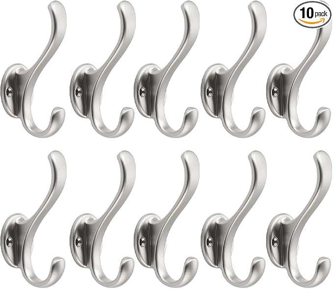 Satin Nickel Coat Hooks 10 Pack Hardware Towel Hooks by khtumeware
