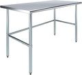 AmGood Stainless Steel Work Table Open Base | NSF | Laundry Garage Utility Bench (60" Long X 30" Deep)