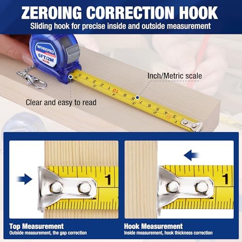 WORKPRO Keychain Tape Measure Set, 6FT Retractable Pocket Size Small Tape - Image 4