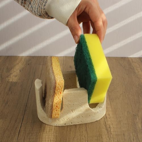 Nawgnail Natural Travertine Marble 2-Slot Sponge Holder - Image 7