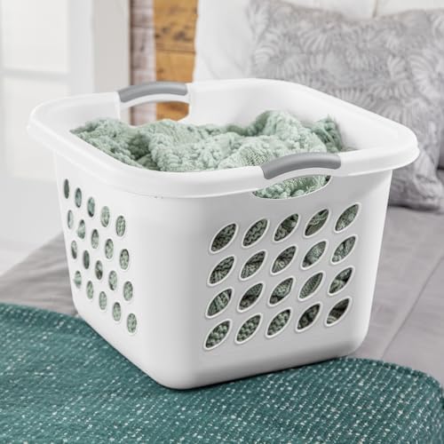 PEtbon 1.5 Storage Bushel Square Laundry Basket Plastic, Laundry Hamper White - Image 4