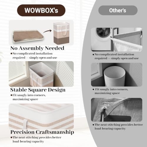 WOWBOX 2 Pack Laundry Baskets, Collapsible Dirty Clothes Laundry Hampers - Image 5