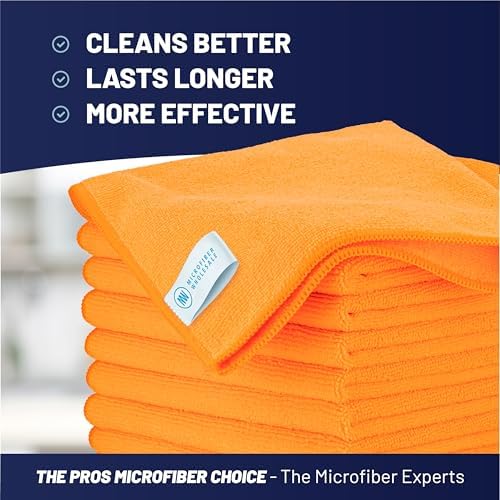 MW Pro Microfiber Cleaning Cloth | Orange | 12 Pack | 16” x 16” | All Purpose - Image 2