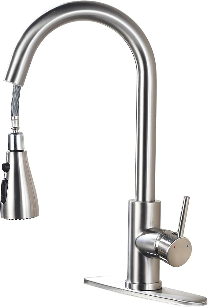 Kitchen Faucet with Pull Down Sprayer，Brushed Nickel, Kitchen Sink Faucet，High by Unknown