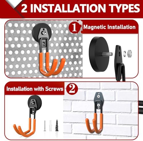 3-H Heavy Duty Magnetic Hooks, Large Magnet Hooks, 4 Pack Orange - Image 3