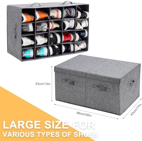 Shoe Storage Organizer for Closet Fits 20 Pairs, Large Shoe Storage Box - Image 3
