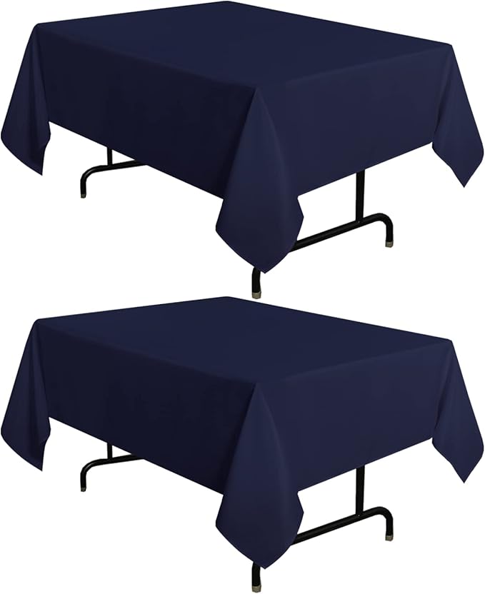 sancua 2 Pack Navy Tablecloth 54 x 54 Inch, Stain and Wrinkle Resistant Square Table Cloth - Washable Polyester Table Cover for Dining Tables, Buffet Parties and Camping