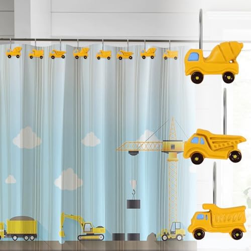 12-Piece Truck Construction Tractor Shower Curtain Hooks - Image 6