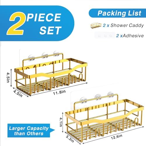EUDELE Shower Caddy 2 Pack, Adhesive Organizer - Image 7