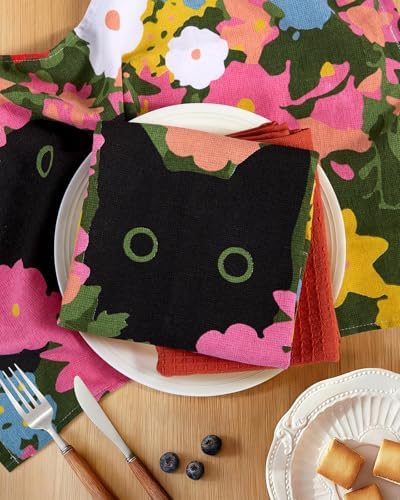 Miss Adola 3pcs 270GSM Cotton Kitchen Towels, Cats in Flowers - Image 2