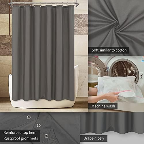 ALYVIA SPRING Waterproof Fabric Shower Curtain or Liner Dark Gray - Image 3
