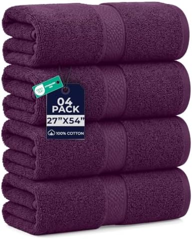 DAN RIVER 600 GSM Cotton Large Bath Towels Set of 4, 27 x 54 Inches by DanRiver
