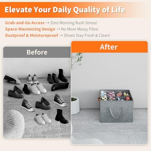 Aokeyee 2 Pack Shoe Organizer for Closet, Stackable Shoe Storage Box - Image 5