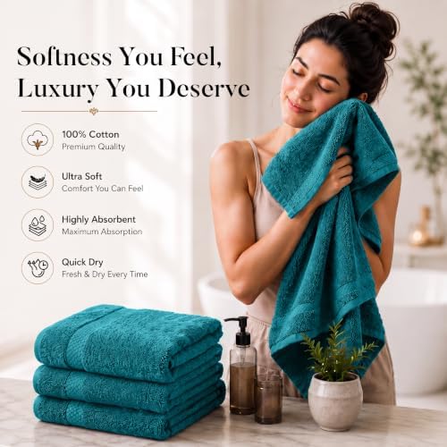 DAN RIVER 600 GSM Cotton Large Bath Towels Set of 4, 27 x 54 Inches - Image 6