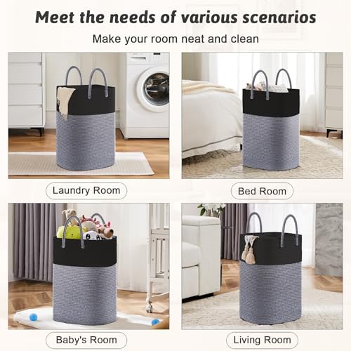 Artfeel Laundry Basket, Woven Cotton Rope Laundry Hamper, 80L Versatile Storage - Image 5