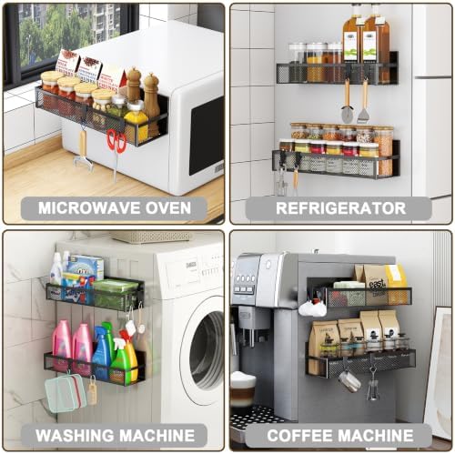 Aufworld Magnetic Spice Rack for Refrigerator, 4 Pack Magnetic Shelf, Fridge - Image 5