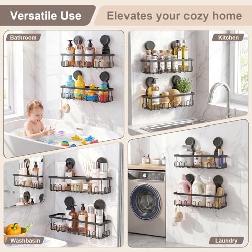 JOTPE Shower Caddy Suction Cup, No Drill Shower Shelves - Image 2