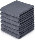 BOOMIBOO 6-Pack Dish Towels, 100% Cotton Waffle Weave, 13x28 in, Dark Grey by BOOMIBOO