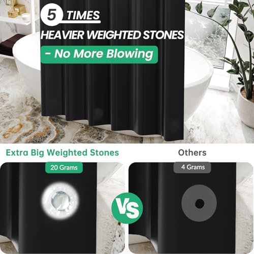 AmazerBath Black Shower Curtain Liner Plastic 78 Inches Long, Premium PEVA - Image 3