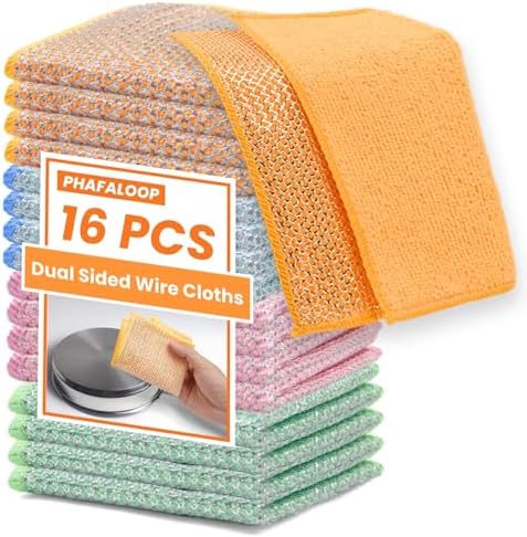 Wire Dishwashing Rags, Dual-Sided Metal Dish Cloths, 16 Pack by Unknown