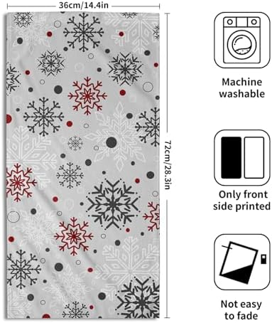 Winter Snowflake Bathroom Hand Towels Decorative Set 28.3x14 Inch Set of 2 Red - Image 2