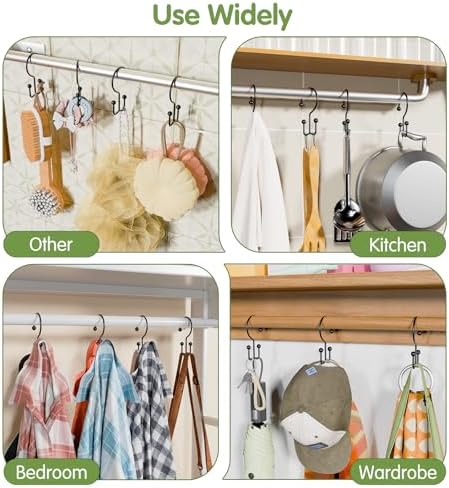 OEH Shower Curtain Hooks, Metal Shower Curtain Rings, Double Shower Rings - Image 7