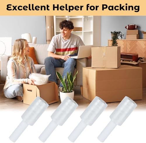 DAJAVE 8 Pack 5" Stretch Wrap Rolls 1000ft 60 Gauge Industrial Shrink Wrap - Image 4
