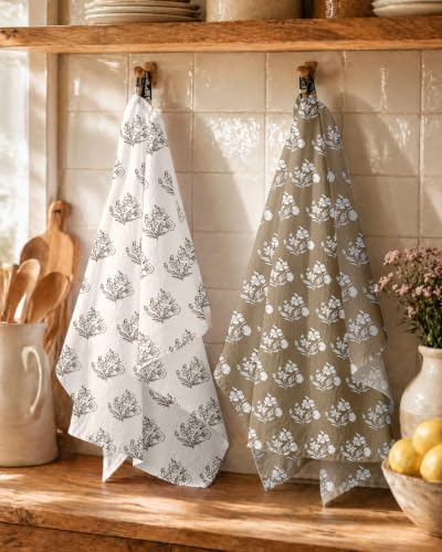 Miss Adola 2 Pack 150GSM Flour Sack Kitchen Towels, Botanical Rhythm - Image 5
