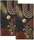 Black Boho Modern Kitchen Towels Set of 2 Abstract Mid Century Soft Absorbent by Granbey