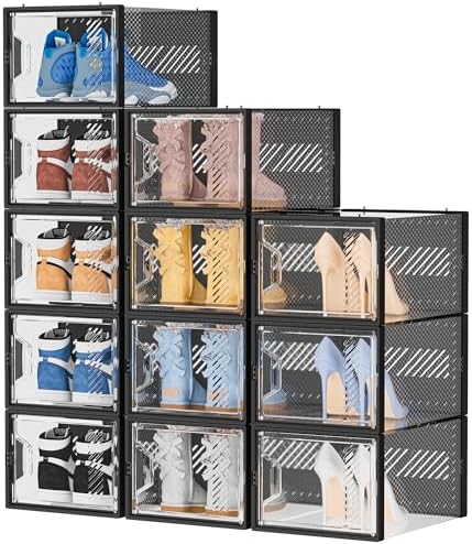 SIMPDIY XL Clear Shoe Storage Boxes, Stackable Shoe Organizer by DecorateYourHome