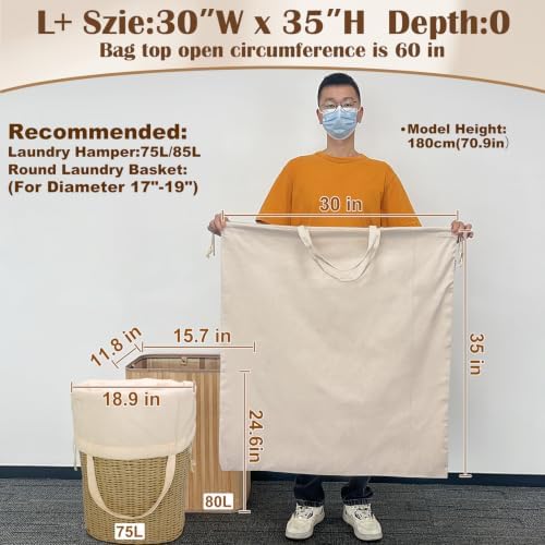 Cotton Canvas Laundry Bag 30"Wx 35"H, Thick Laundry Bag, 1 Pack - Image 3