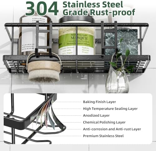 Simple Trending 6 Pack Shower Caddy Adhesive, Rustproof Shower Shelves - Image 3