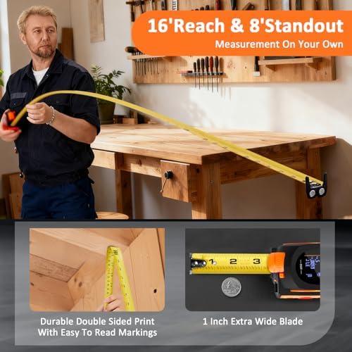 3-in-1 Laser Tape Measure, 197 ft Distance Meter, 16 ft Tape, Digital Level - Image 5
