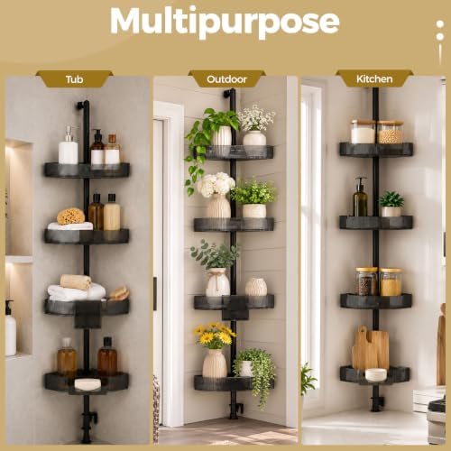 Corner Shower Caddy, Adjustable 4-Tier Rustproof Bathroom Organizer Shelves - Image 7