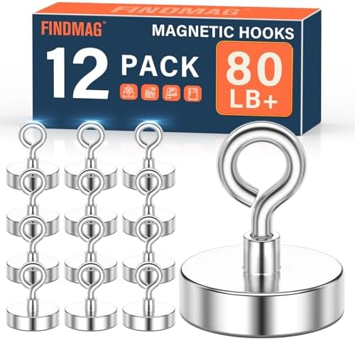 FINDMAG Magnet Hooks, 80LB+ Magnetic Hooks by FINDMAG
