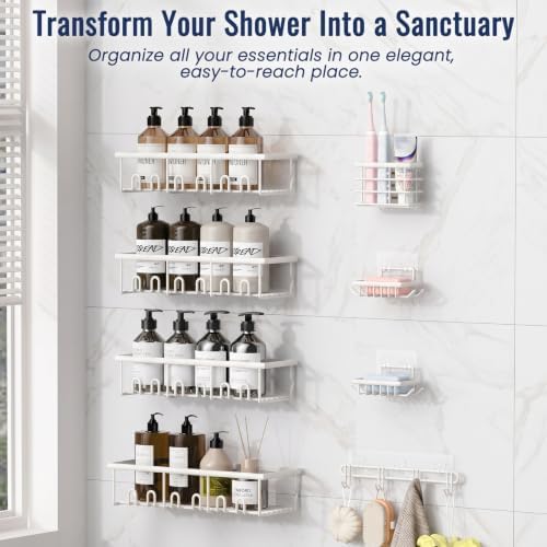 8 Pack Adhesive Rustproof Shower Caddy - Image 3