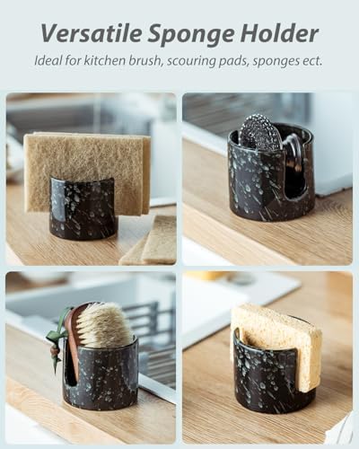 Zoeeker Sponge Holder for Kitchen, Ceramic Sink Caddy Scrub Sponge Rack - Image 4