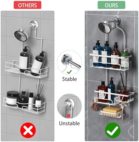 DAOYA Over the Shower Head Caddy, 3 Tier Anti-Swing Bathroom Organizer - Image 5