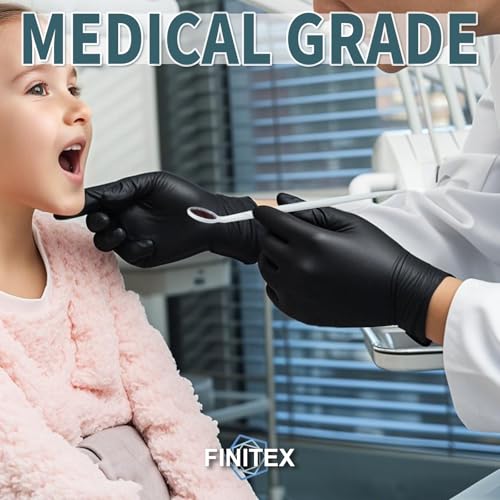 FINITEX - Black Nitrile Disposable Gloves, Powder-free, Medical Exam Latex-Free - Image 2