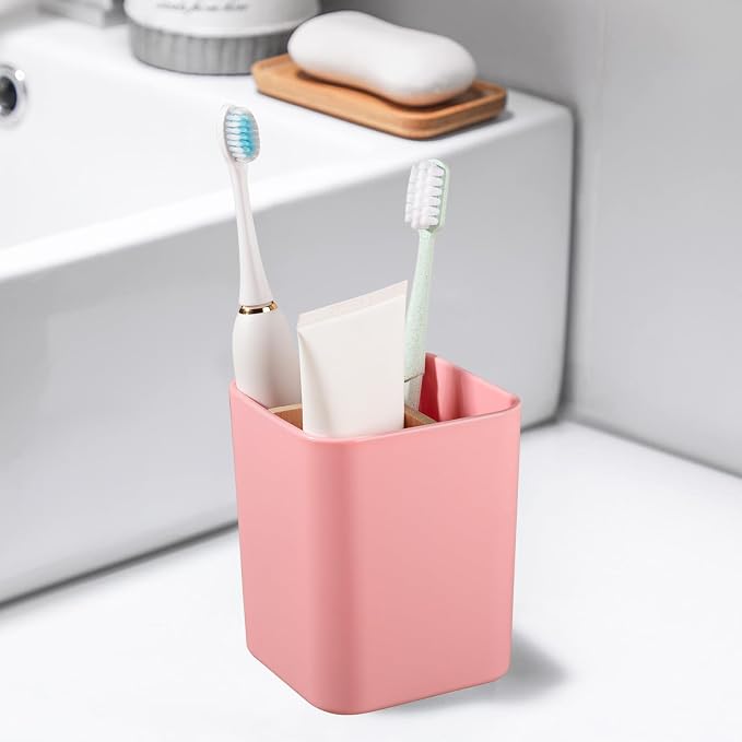 Bamboo Toothbrush Holder for Bathrooms Toothpaste Organizer - Image 2