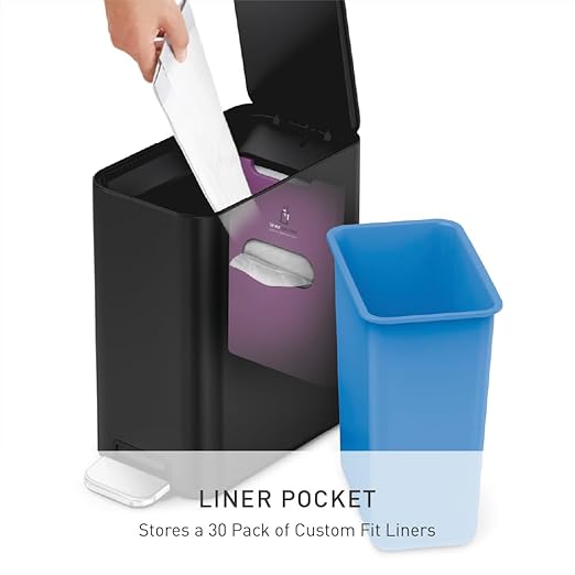 simplehuman Slim Step Can, 5L / 1.3 Gallon Compact Bathroom Trash Can, Liner - Image 4
