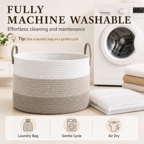 JMvicyroam 115L Extra Large Machine Washable Cotton Rope Blanket Basket - Image 7