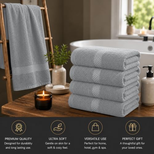 DAN RIVER 600 GSM Cotton Large Bath Towels Set of 4, 27 x 54 Inches - Image 4